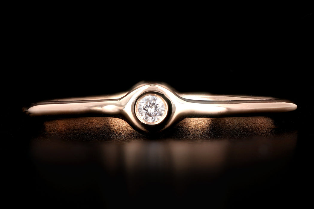 14K White, Yellow or Rose Gold Bezel Diamond Ring - Queen May